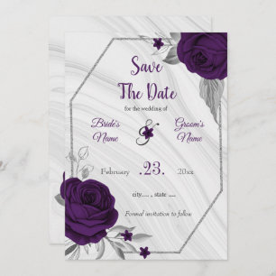 lila silbergrau, elegant, blumenreich save the date