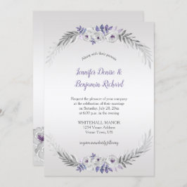 Lila Silbergraue Blume Hochzeit | Einladung