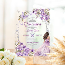 Lila silberne Blumen Schmetterlinge Quinceañera