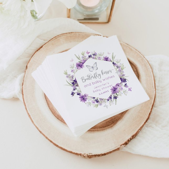 Lila silberne Butterfly kisses baby Dusche Serviette (Von Creator hochgeladen)