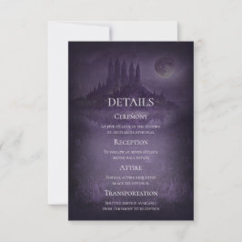 Lila Silberne Gothic-Romantik-Hochzeits-Detailskar Einladung