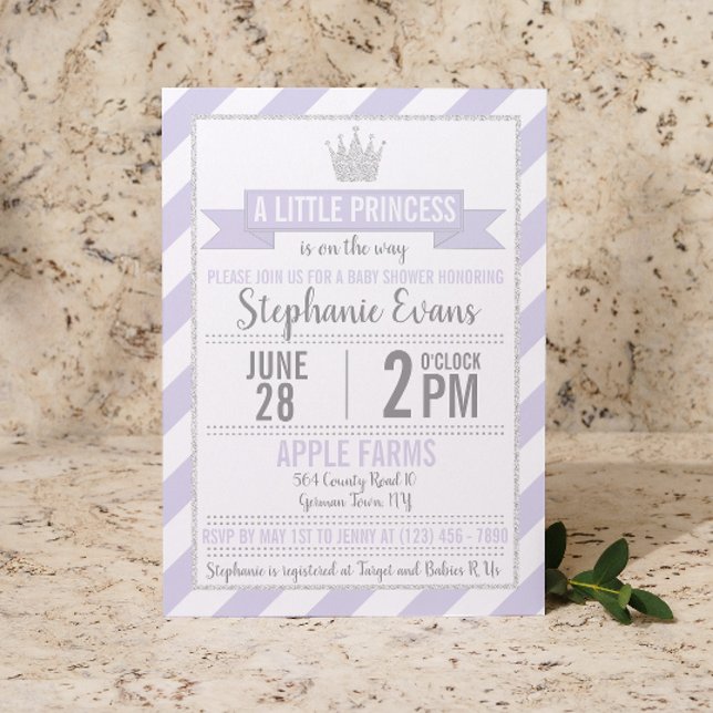 Lila Silberner Glitzer Prinzessin zum Geburtstag E Einladung (Von Creator hochgeladen)