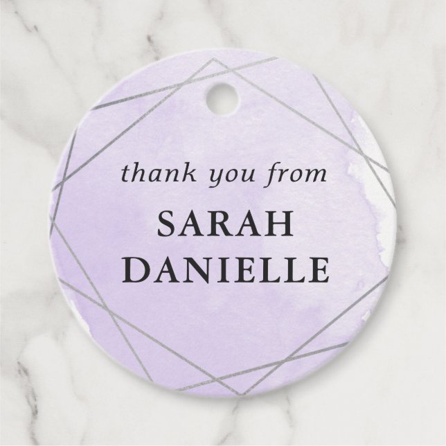 Lila Silberrahmen für Wasserfarben Danke, dass Sie Geschenkanhänger (Vorderseite)