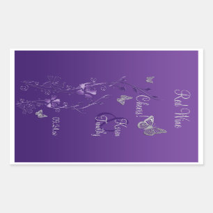 Lila, Silberschmetterlingsflorenweinetikett Rechteckiger Aufkleber