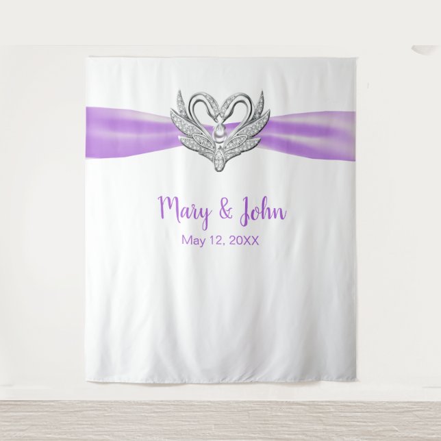 Lila Silberschwänze mit Ribbon - Hochzeitskugel Wandteppich (Vorderseite)