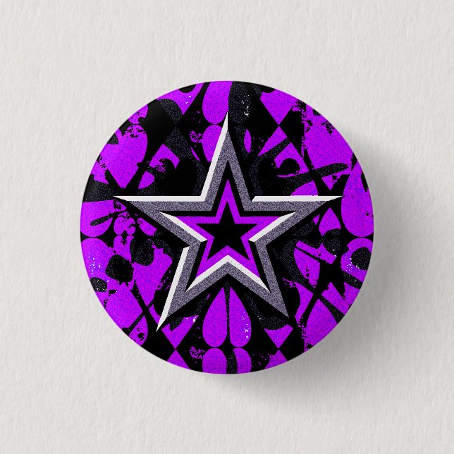 Lila & Silberstar Button (Vorderseite)