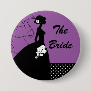 Lila Silhouette-Braut-Brautparty-Knopf Button