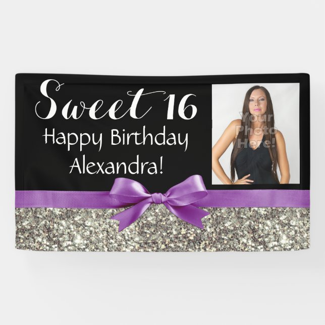 Lila Silve Glitzer-Foto-Bonbon 16 Banner (Horizontal)