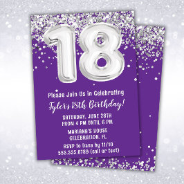 Lila Silver 18. Geburtstagsparty Einladung