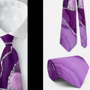 Lila Silver Agate Glitzer Formal Neck Ties Krawatte