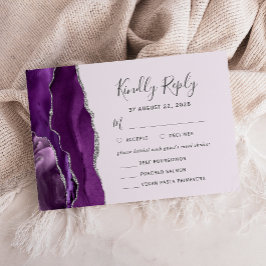 Lila Silver Agate Laval Mahl Optionen Hochzeit RSVP Karte