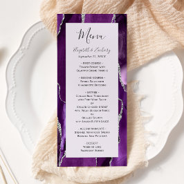 Lila Silver Agate Lavender Wedding Menükarte