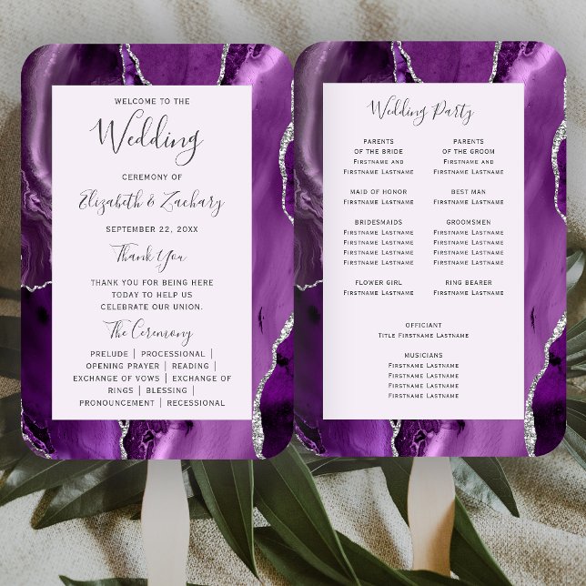 Lila Silver Agate Lavender Wedding Programm Fächer (Von Creator hochgeladen)