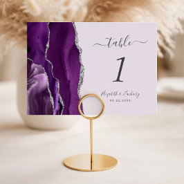 Lila Silver Agate Lavender Wedding Tischnummer