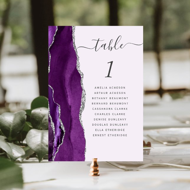 Lila Silver Agate Lavender Wedding Tischnummer (Von Creator hochgeladen)