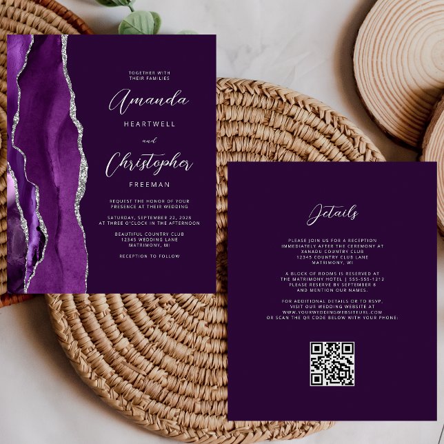 Lila Silver Agate Pflaume QR Code Hochzeit (Von Creator hochgeladen)