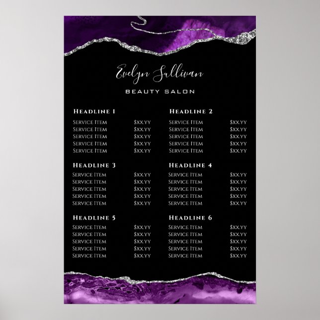 Lila Silver Agate Price List Poster (Vorne)