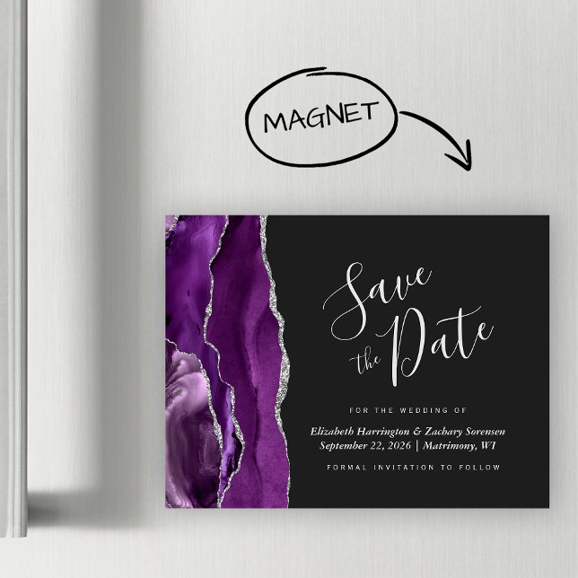 Lila Silver Agate Wedding Save the Date Magnet (Von Creator hochgeladen)