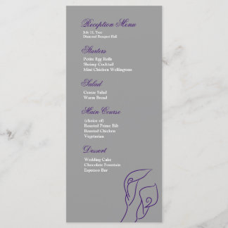 Lila & Silver Calla Lilies Empfang Menu Menükarte