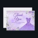 Lila Silver Christmas Snowflake Mis Quince Dankeskarte<br><div class="desc">Lila Silver Christmas Snowflake Mis Quince Dankeschön Karte</div>