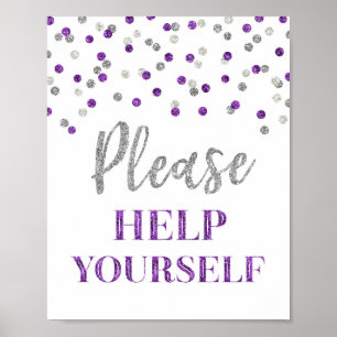 Lila Silver Confetti Bitte helfen Sie sich bei der Poster