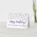 Lila Silver Confetti Daughter Geburtstagskarte Karte<br><div class="desc">Geburtstagskarte für Tochter mit lila und silberfarbenem,  modernem Glitzer Konfetti-Muster. Bitte beachten Sie,  dass Glitzer-Effekt nur fotografische Wirkung ist.</div>