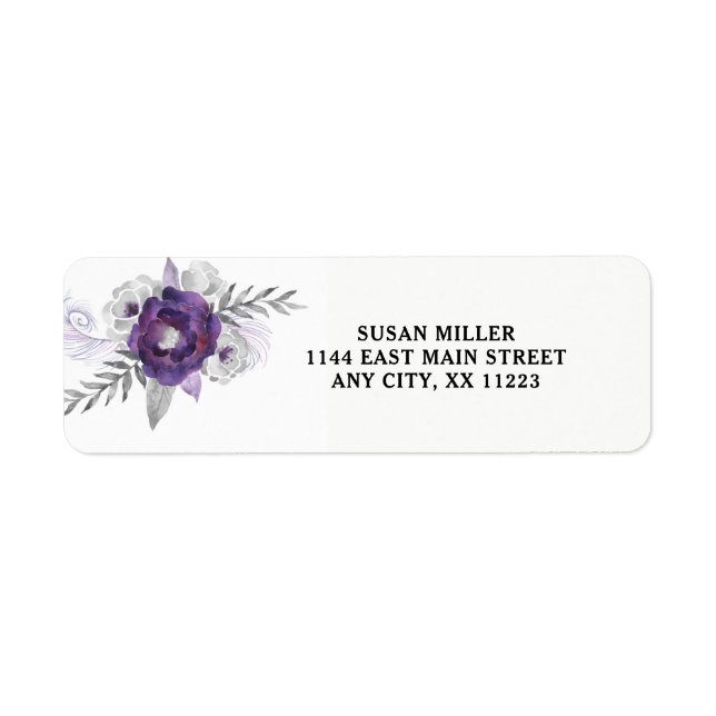 Lila Silver floral return address label 3963 (Vorne)