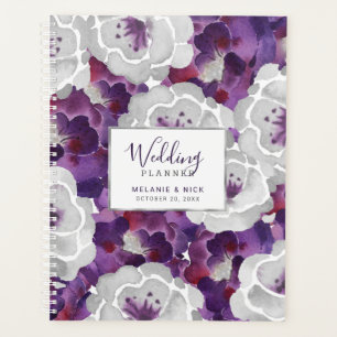 Lila Silver Floral Wedding Planner Notebook Planer
