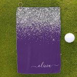 Lila Silver Glitzer Girly Glam Monogram Golfhandtuch<br><div class="desc">Lila und silber Sparkle Glitzer gebürstetes Metall Monogram Name Golf Handtuch. Das macht den perfekten 16 Geburtstag,  Hochzeit,  Brautparty,  Jubiläum,  Babydusche oder Junggeselinnen-Abschied Geschenk für jemanden,  der Lieben glamourösen Luxus und schicke Stile.</div>