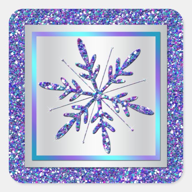 Lila, Silver Glitzer sieht Snowflake Sticker (Vorderseite)