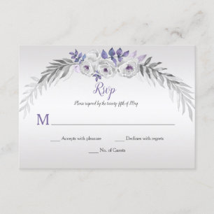 Lila Silver Gray Watercolor Rose UAWG RSVP Karte