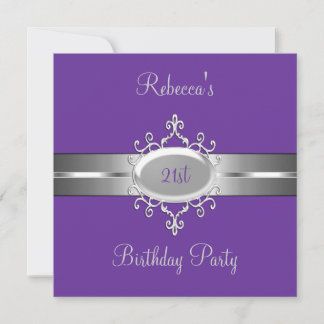 Lila Silver Jewel 21. Elegante Geburtstagsparty Einladung