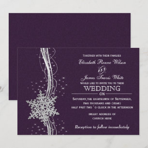 lila Silver Winter Hochzeit Einladungen