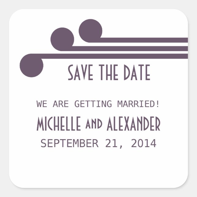 Lila Simple Deko Chic Save the Date Stickers (Vorderseite)