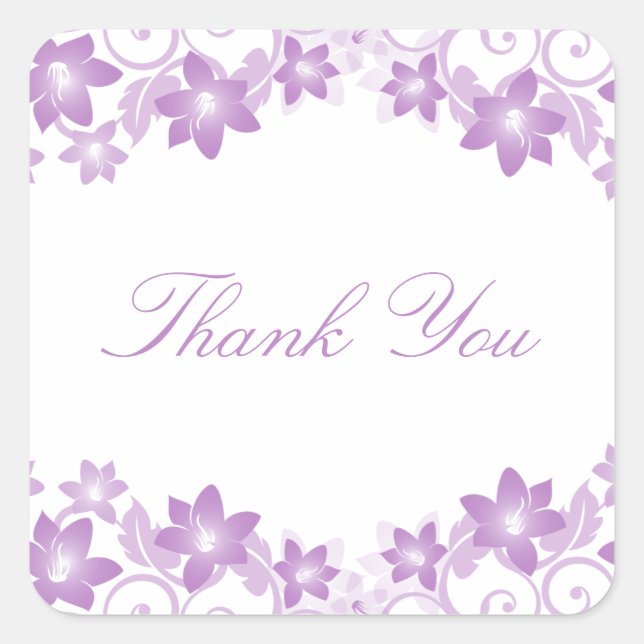 Lila Simple Floral Danke Stickers (Vorderseite)
