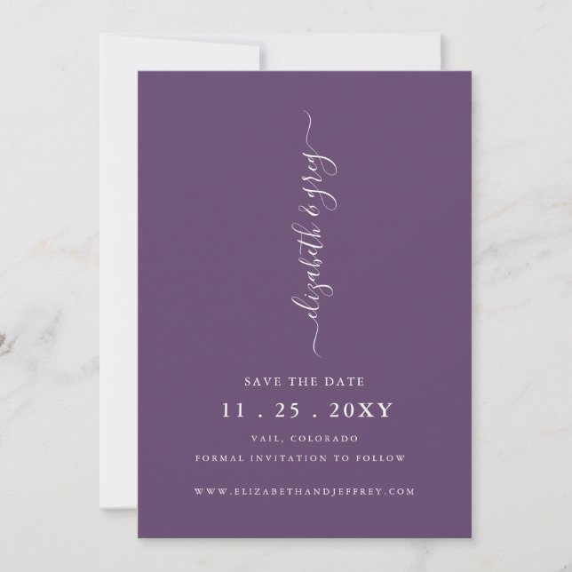 Lila Simple Modern Save the Date Ankündigung (Vorderseite)