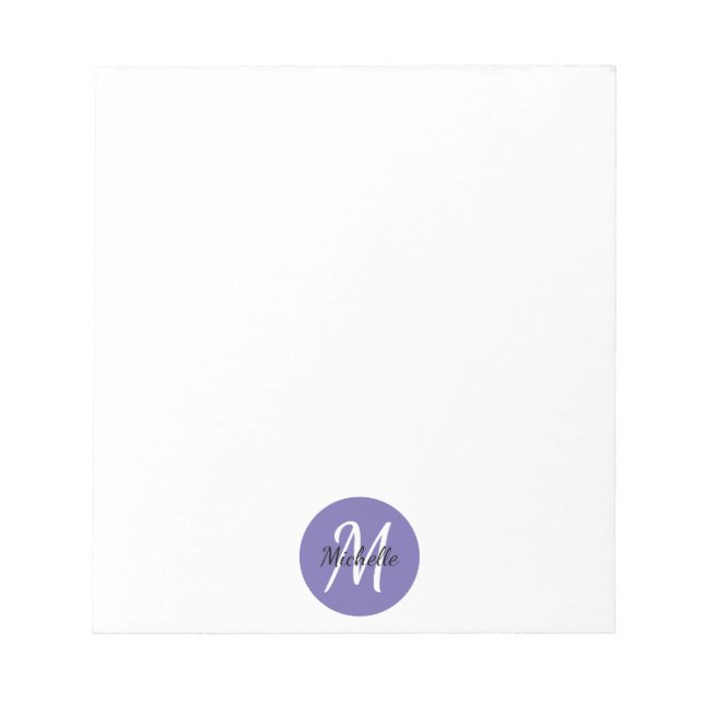 Lila Simple Monogram Classic Trendy Notizblock (Vorderseite)