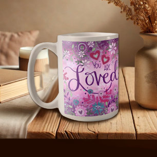 Lila sind Sie eine Valentinflora-Inspirivität Kaffeetasse