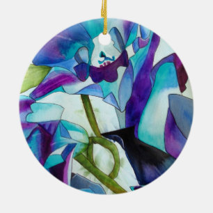 Lila Singapur Orchid Blume Aquarellkunst Keramikornament