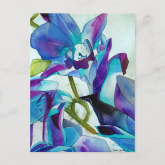 Lila Singapur Orchid Blume Aquarellkunst Postkarte