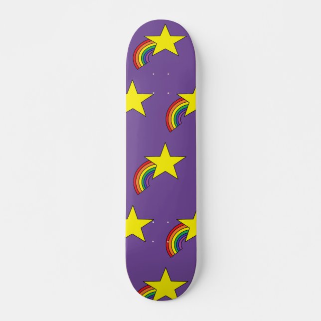 Lila Skate-Deck mit Regenbogen und Gelbstern Skateboard (Vorne)