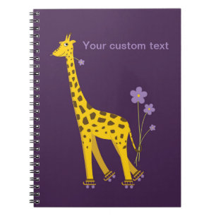 Lila Skaten Funny Giraffe Personalisiert Notizblock