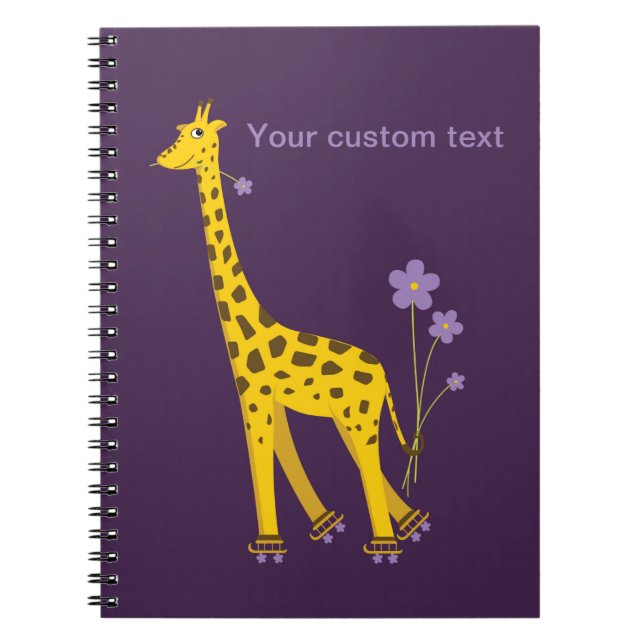 Lila Skaten Funny Giraffe Personalisiert Notizblock (Vorderseite)