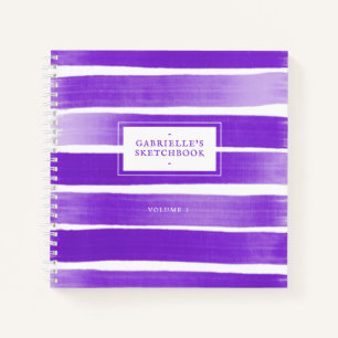 Lila Sketchbook Streifen Personalisiert Journal Notizbuch