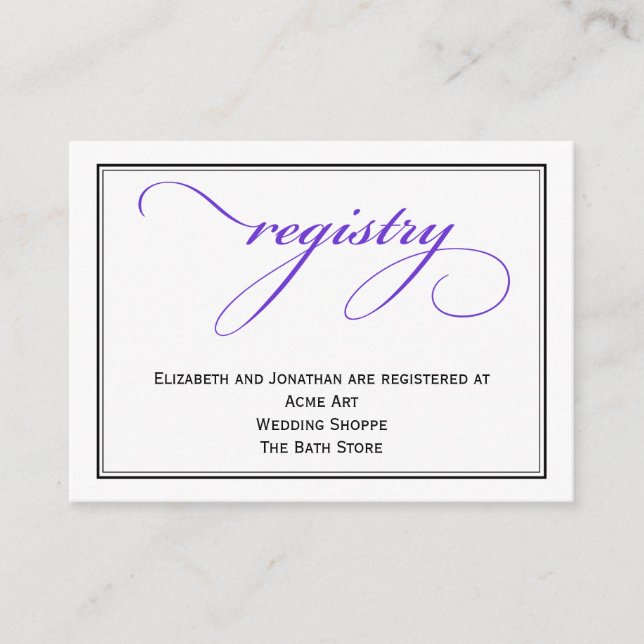 Lila Skriptregisterkarte Begleitkarte (Vorderseite)