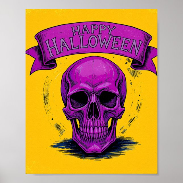 Lila Skull Halloween Poster (Vorne)