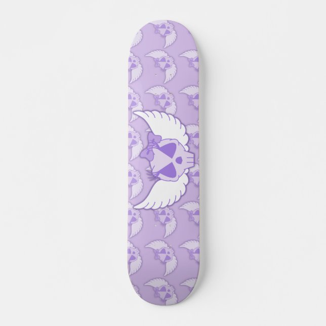 Lila Skull mit Flügelskateboard Skateboard (Vorne)