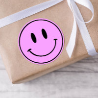 Lila Smiley One Happy Typ/Gal Birthday Stickers