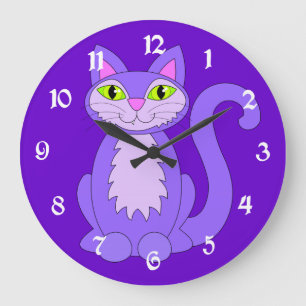 Lila Snaggletooth-Katzenuhr Große Wanduhr