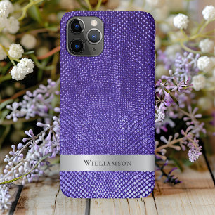 Lila Snakeskin Digital Leather Silver Metal Case-Mate iPhone Hülle